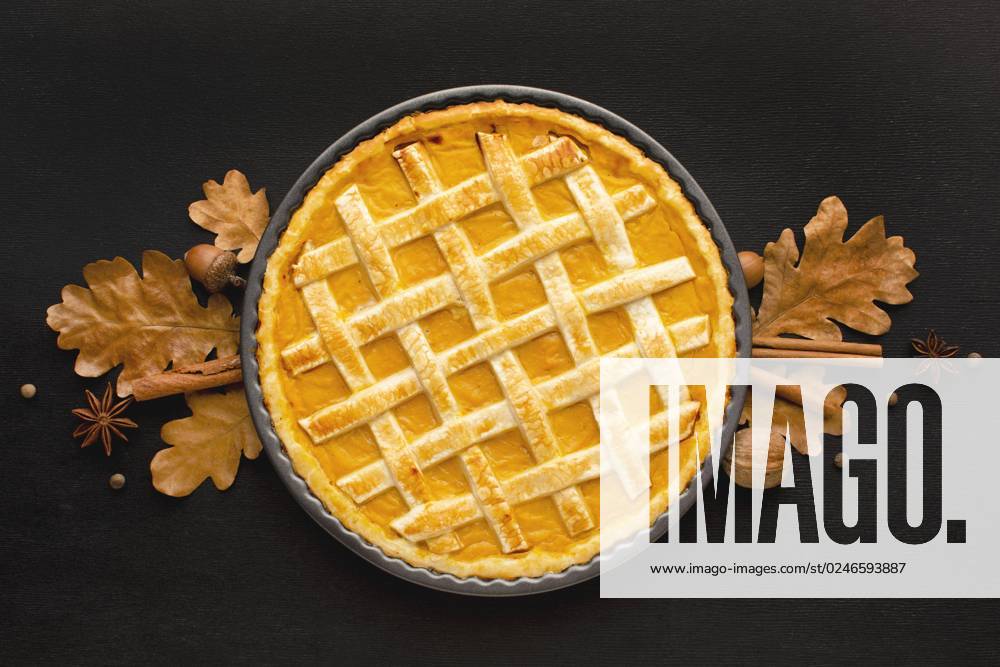 IMAGO Creative, Herbst, Food, Pumpkin Pie Flachgelegter Kürbiskuchen zu Thanksgiving