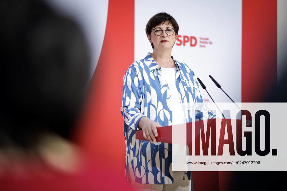 Saskia Esken, SPD-Vorsitzende, aufgenommen im Rahmen einer Pressekonferenz nach einer hybriden Sitzung des Praesidiums der SPD zu aktuellen Themen im Willy-Brandt-Haus in Berlin, 08.05.2023. Berlin Deutschland