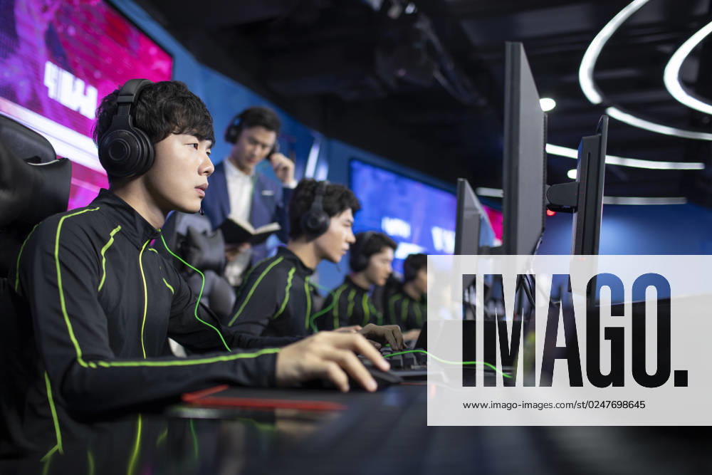 Young Chinese men playing esports Beijing China