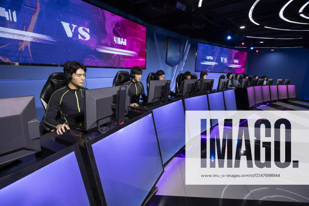 Young Chinese men playing esports Beijing China