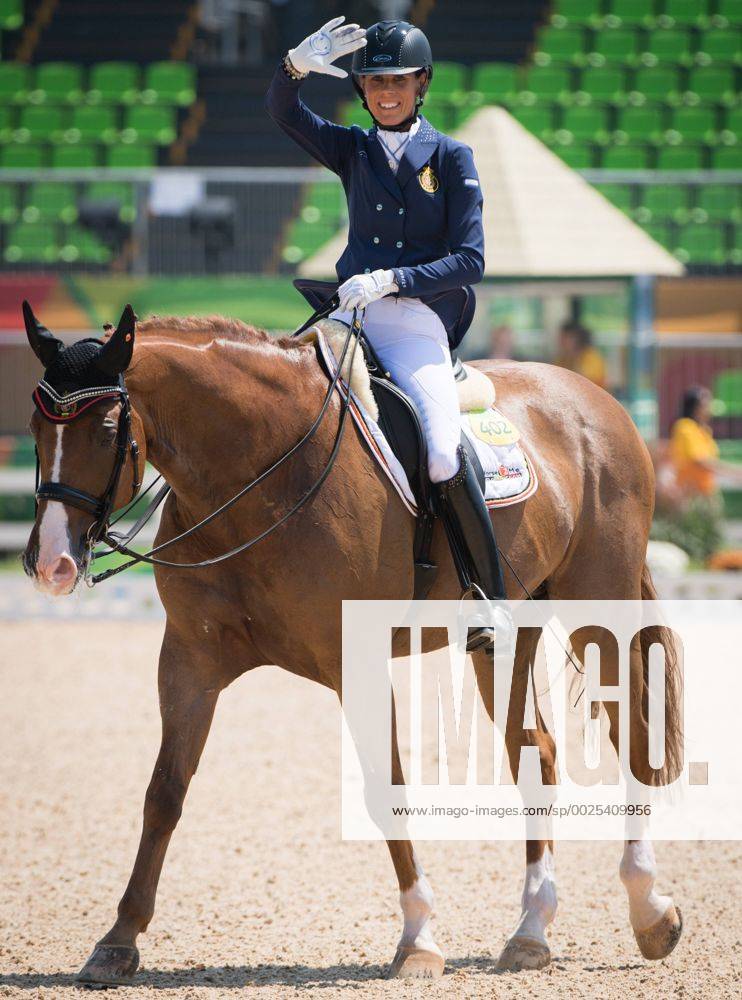 Belgian jockey Michele George pictured during the Team Test - Grade IV event, part of equestrian, at the 2016 Paralympic Games in Rio, Brazil, Monday 12 September 2016. Paralympics Games take place from 7 to 18 September 2016. BENOITxDOPPAGNE x04930130x