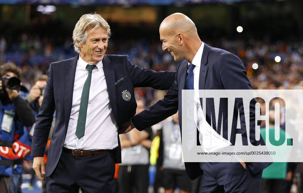 Fußball, CL, Real Madrid - Sporting Lissabon, Jorge Jesus wird auf die Tribüne geschickt Jorge Jesus, Zidane. Champions League match between Real Madrid and Sporting Lisboa. In this picture, Jorge Jesus and Zidane. Riverox