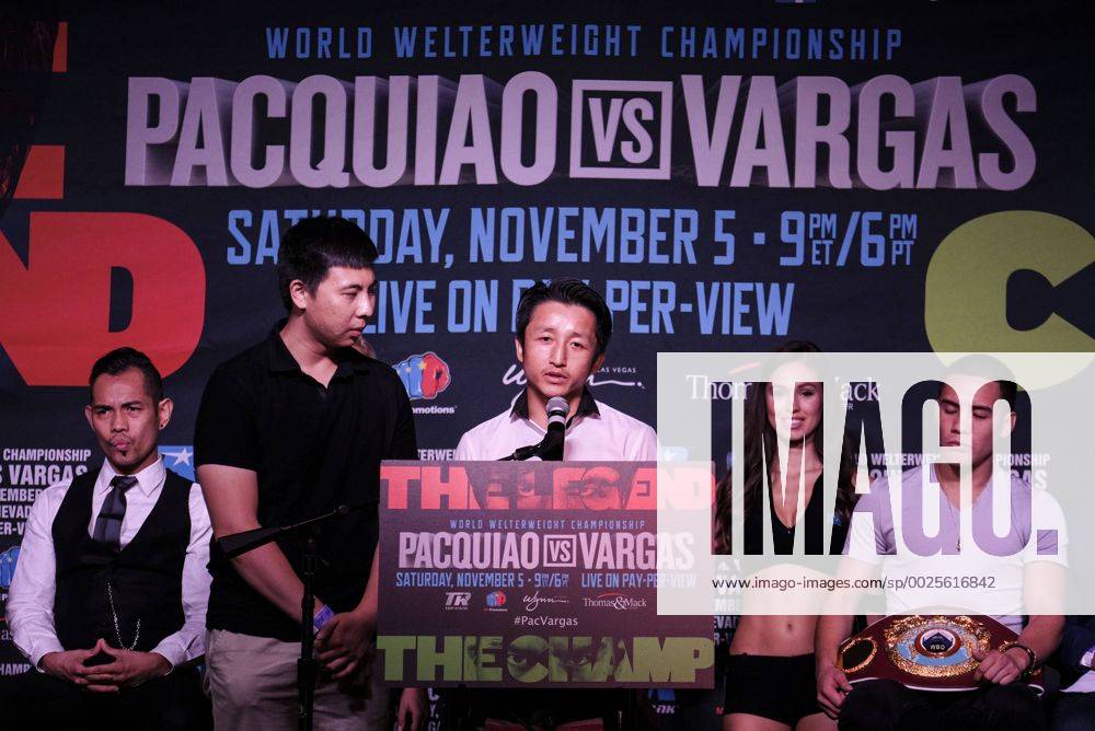 Los Angeles, California, U.S - Chinese boxer Zou Shiming speaks in a press conference PK Pressekonferenz on September 27, 2016 in Los Angeles. Three action-packed World Championship WM Weltmeisterschaft fights (NONITO DONAIRE VS. JESSIE MAGDALENO îSCAR VALDEZ VS. HIROSHIGE OSAWA ZOU SHIMING VS. PRASITAK PAPOEM) will act as co-main events to the MANNY ÒPacmanà PACQUIAO à JESSIE VARGAS World Boxing Organization (WBO) welterweight world title fight, Saturday, November 5, at the Thomas & Mack Center on the campus of the University of Nevada, Las Vegas. Press Conference for World Title Fights - ZUMAc68_