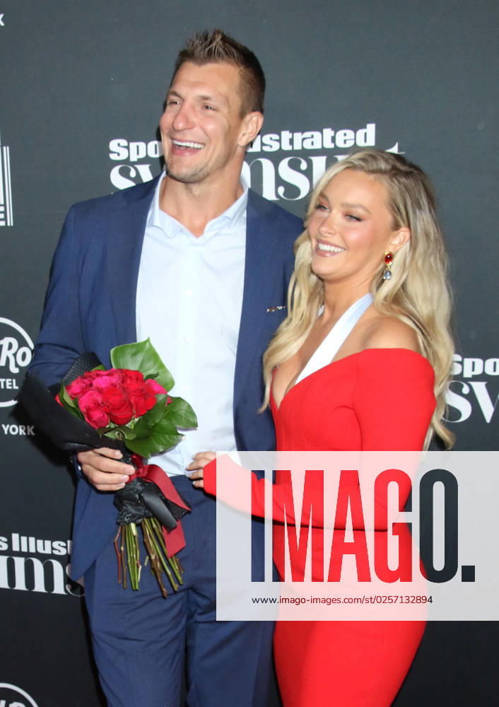 NEW YORK, NY- MAY 18: Rob Gronkowski and Camille Kostek at the 2023 Sports Illustrated Swimsuit Issue release party at Hard Rock Hotel New York on May 18, 2023 in New York City.