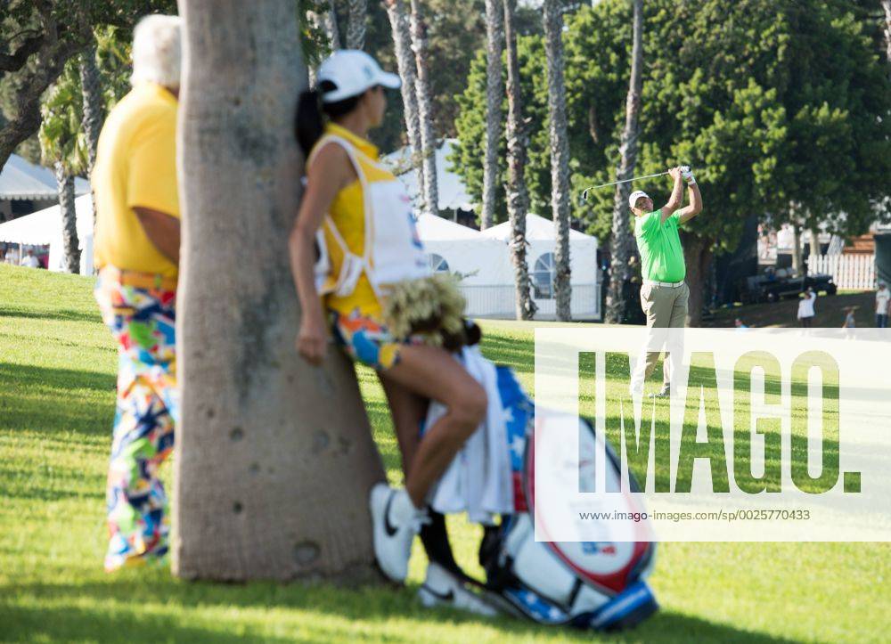 Newport Beach, California, USA - John Daly and his caddie watch Bart Bryant makes a tee shot on the fifteen hole during the final round of the Toshiba Classic at the Newport Beach Country Club on October 9, 2016 in Newport Beach, California. Toshiba Classic - Final Round - ZUMAg139