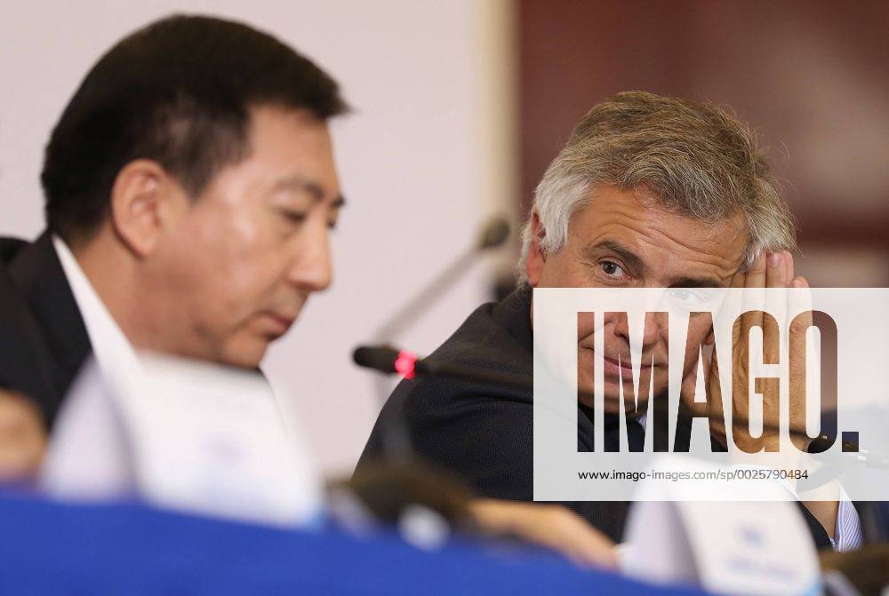 (161012) -- BEIJING, Oct. 12. 2016 -- IOC Vice-President Juan Antonio Samaranch Salisachs (R) attends the press conference PK Pressekonferenz for the 1st Meeting of the IOC Coordination Commission for the XXIV Olympic Winter games Winterspiele Spiele Summer games Beijing 2022 in Beijing, capital of China, Oct. 12, 2016. ) (SP)CHINA-BEIJING-2022 OLYMPIC WINTER GAMES-IOC COORDINATION COMMISSION-PRESS CONFERENCE (CN) WangxLili