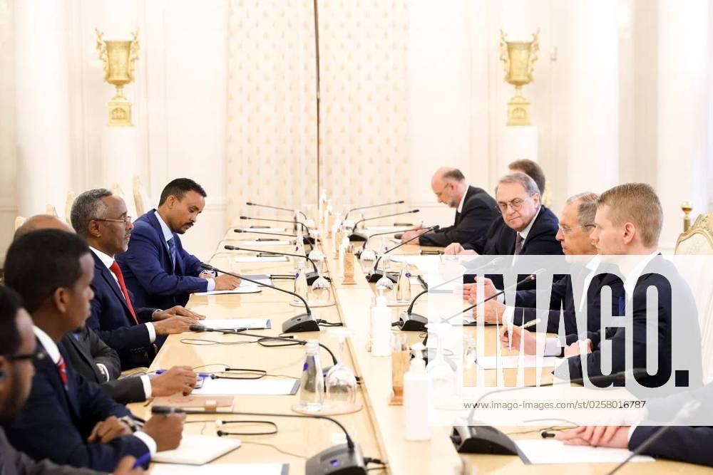 Russian Foreign Minister Sergey Lavrov meets with the Minister of Foreign Affairs and International Cooperation of the Federal Republic of Somalia, Absher Omar Jammeh, in Moscow Russian Foreign Minister Sergey Lavrov meets with the Minister of Foreign Affairs and International Cooperation of the Federal Republic of Somalia, Absher Omar Jammeh, in Moscow, on May 26, 2023. Photo by Russian Foreign Ministry s official APAimages Russia Russia Russian Federation 260523_RUSSIA_RFMO_00 (5)