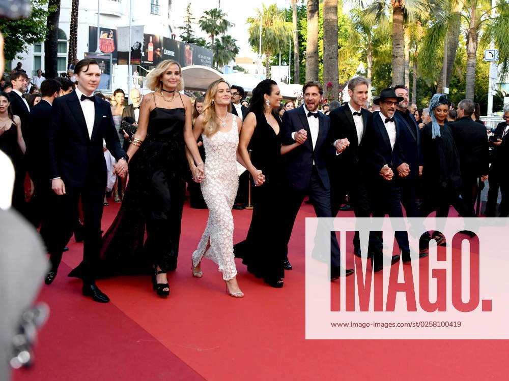 76th Cannes Film Festival 2023, evening 12 - Red Carpet Elemental and Closing Ceremony. In the photo Jury members Rungano Nyoni, Paul Dano, Denis MÃ nochet, President of the Jury Ruben Östlund, members Brie Larson, Julia Ducournau, Damian Szifron, Atiq Rahimi and Maryam Touzani