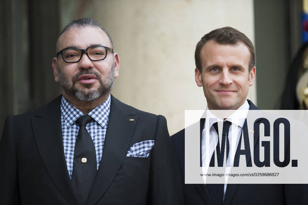 Macron Targeted In Project Pegasus Spyware Case File photo dated April 10, 2018 of French President Emmanuel Macron and Mohammed VI, King of Morocco at Elysee Palace. The phone of French President Emmanuel Macron was targeted for potential surveillance on behalf of Morocco in the Pegasus spyware case. An investigation published on Sunday by 17 media organisations, led by the Paris-based non-profit journalism group Forbidden Stories, said the spyware, made and licensed by Israeli company NSO, had been used in attempted and successful hacks of smartphones belonging to journalists, government officials and human rights activists. Photo by Eliot Blondet ABACAPRESS.COM PARIS France
