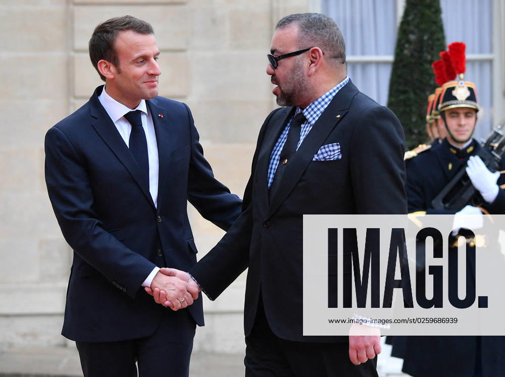 Macron Targeted In Project Pegasus Spyware Case File photo dated April 10, 2018 of French President Emmanuel Macron receives the King of Morocco Mohammed VI at the Elysee presidential palace in Paris. The phone of French President Emmanuel Macron was targeted for potential surveillance on behalf of Morocco in the Pegasus spyware case. An investigation published on Sunday by 17 media organisations, led by the Paris-based non-profit journalism group Forbidden Stories, said the spyware, made and licensed by Israeli company NSO, had been used in attempted and successful hacks of smartphones belonging to journalists, government officials and human rights activists. Photo by Christian Liewig ABACAPRESS.COM unknown