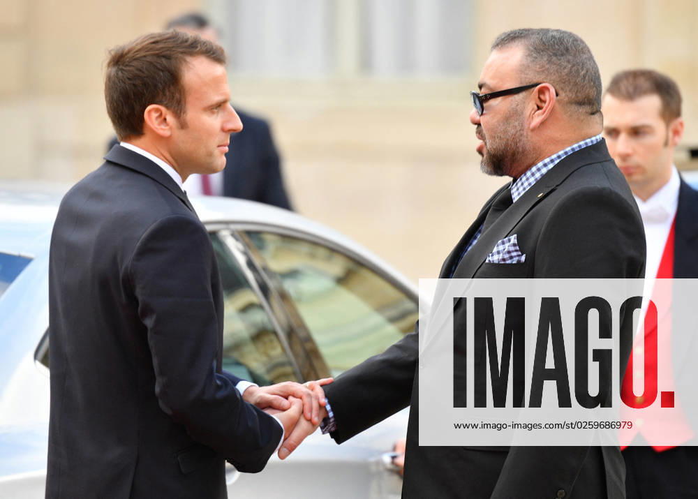 Macron Targeted In Project Pegasus Spyware Case File photo dated April 10, 2018 of French President Emmanuel Macron receives the King of Morocco Mohammed VI at the Elysee presidential palace in Paris. The phone of French President Emmanuel Macron was targeted for potential surveillance on behalf of Morocco in the Pegasus spyware case. An investigation published on Sunday by 17 media organisations, led by the Paris-based non-profit journalism group Forbidden Stories, said the spyware, made and licensed by Israeli company NSO, had been used in attempted and successful hacks of smartphones belonging to journalists, government officials and human rights activists. Photo by Christian Liewig ABACAPRESS.COM unknown
