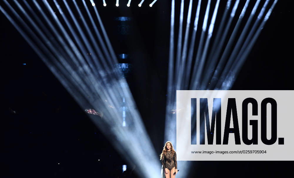 STOCKHOLM 2016 05 09 Armenias Iveta Mukuchyan performs her entry LoveWave during Monday nights rehearsal for the first semi-final of the Eurovision Song Contest ESC at Globen in Stockholm STOCKHOLM SWEDEN