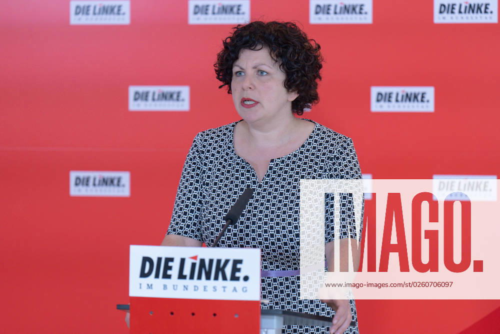 Pressestatement, Die Linke im Bundestag, Amira Mohamed Ali Fraktionssitzung Die Linke, Pressestatement, Vorsitzende Amira Mohamed Ali, 20.6.2023 Berlin Berlin GER
