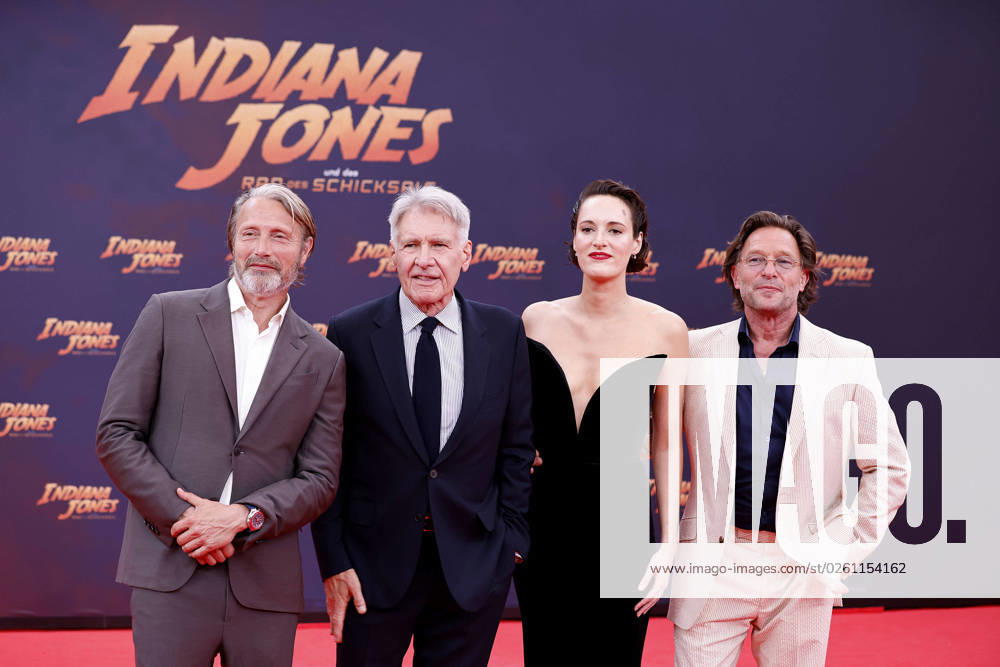 Mads Mikkelsen, Harrison Ford, Phoebe Waller-Bridge und Thomas Kretschmann bei der Indiana Jones und das Rad des Schicksals Premiere am 22.06.2023 in Berlin Indiana Jones Filmpremiere in Berlin mit Harrison Ford