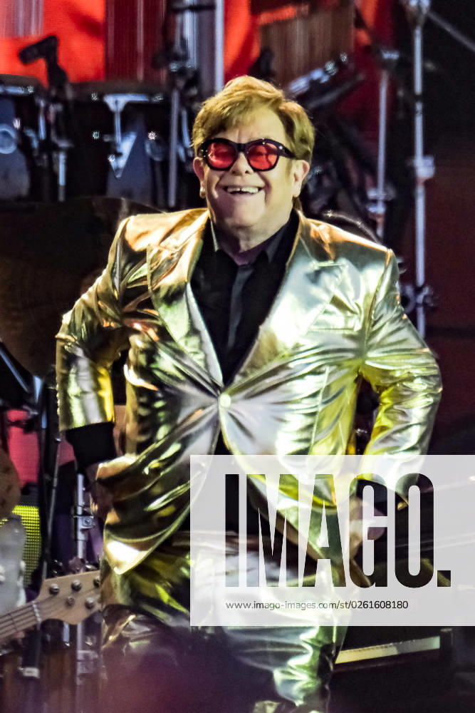 Glastonbury Festival 2023 Elton John photographed performing on the main Pyramid stage during the Glastonbury Festival 2023 at Worthy Farm in Pilton, Glastonbury, UK on 25 June 2023., Credit:Julie Edwards Avalon UK, Somerset, Pilton, Glastonbury, Worthy Farm
