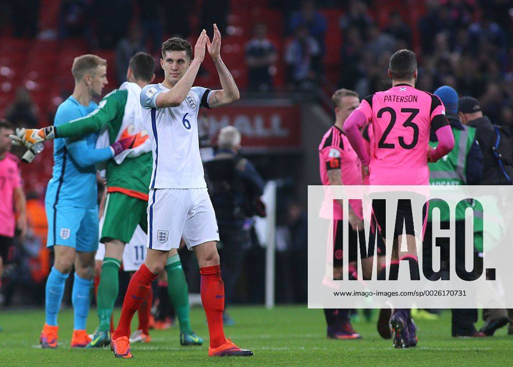 Wembley Stadium, London, England. World Cup Qualifying Football. England versus Scotland. John Stones of England applauds the England fans at full time Kertonx ActionPlus11808517