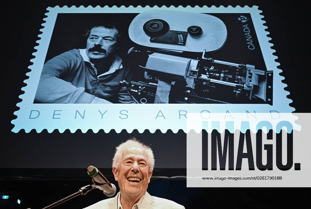 Filmmaker Denys Arcand speaks during an event where a Canada Post stamp was launched in his honour in Montreal, Tuesday, June 27, 2023. Montreal Canada - ZUMAc35_ 20230627_zaf_c35_080