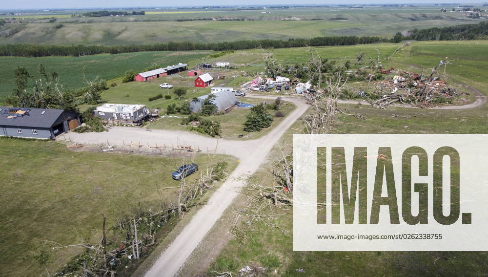 Tornado damaged homes are seen near Carstairs, Alta., Saturday, July 1, 2023. No injuries were reported. Carstairs CANADA - ZUMAc35_ 20230701_zaf_c35_135