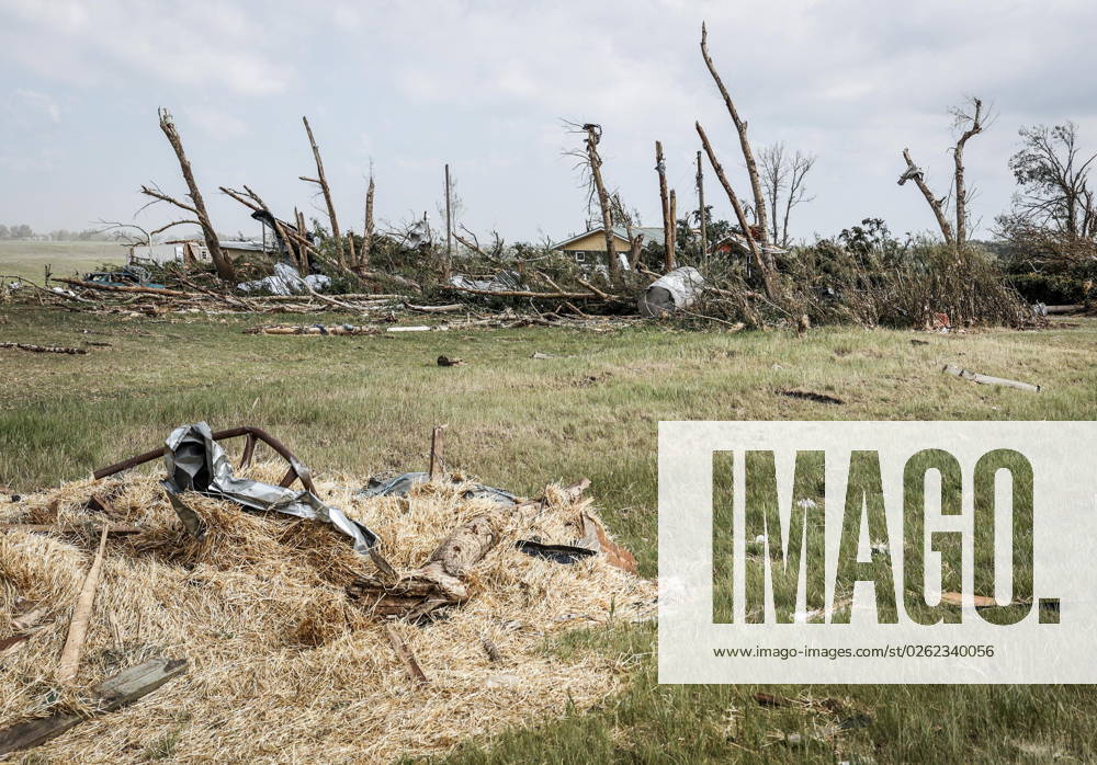 Debris is seen scattered on a property after a tornado damaged homes near Carstairs, Alta., Saturday, July 1, 2023. No injuries were reported. Carstairs CANADA - ZUMAc35_ 20230701_zaf_c35_145