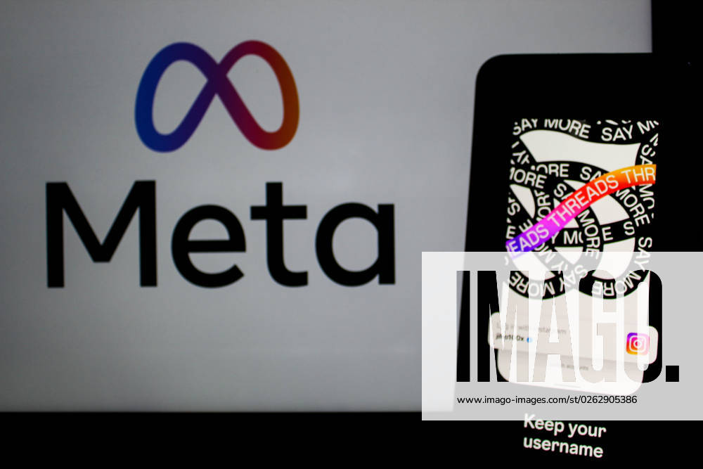 In this photo illustration, Threads logo seen displayed on a smartphone and a Meta logo in the background. Threads is the new social network from Meta Platforms which was launched on the 5th of July 2023. According to Meta CEO Mark Zuckerberg, the Threads app is designed to rival Twitter. As of 6th of July 2023, the Thread app already has 10 million users. Bandung Indonesia - ZUMAs281 20230707_zip_s281_011