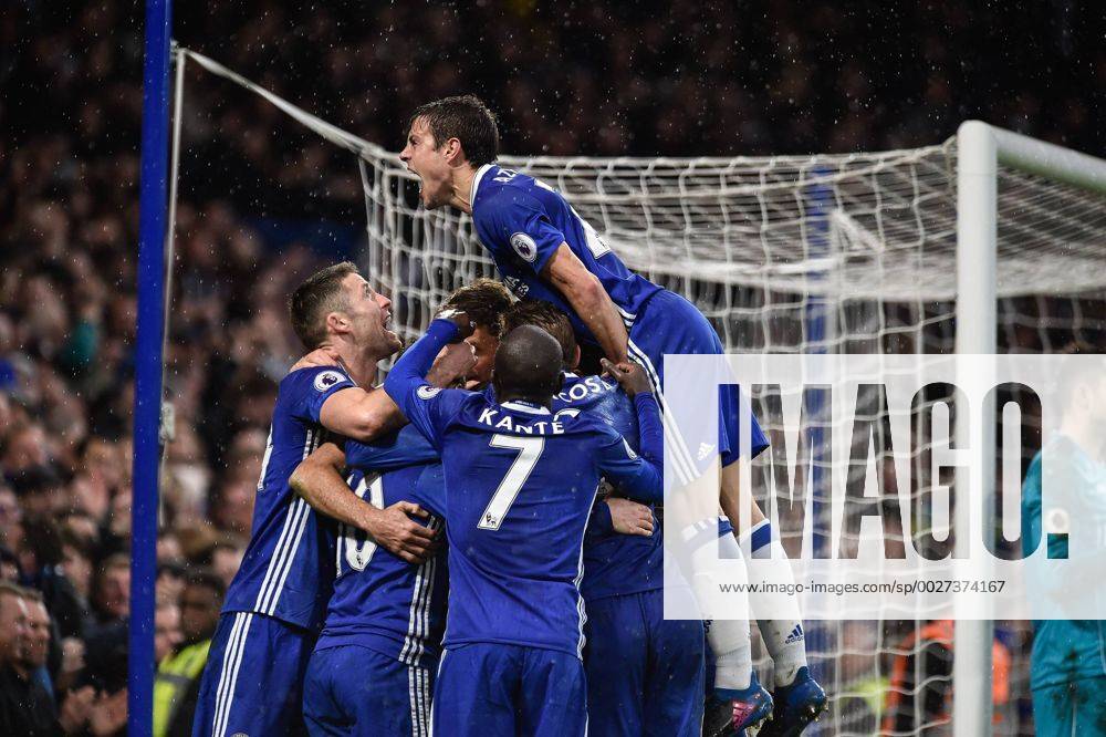 Diego Costa of Chelsea celebrates scoring third goal during the Premier League match between Chelsea and Swansea City at Stamford Bridge, London, England on 25 February 2017.