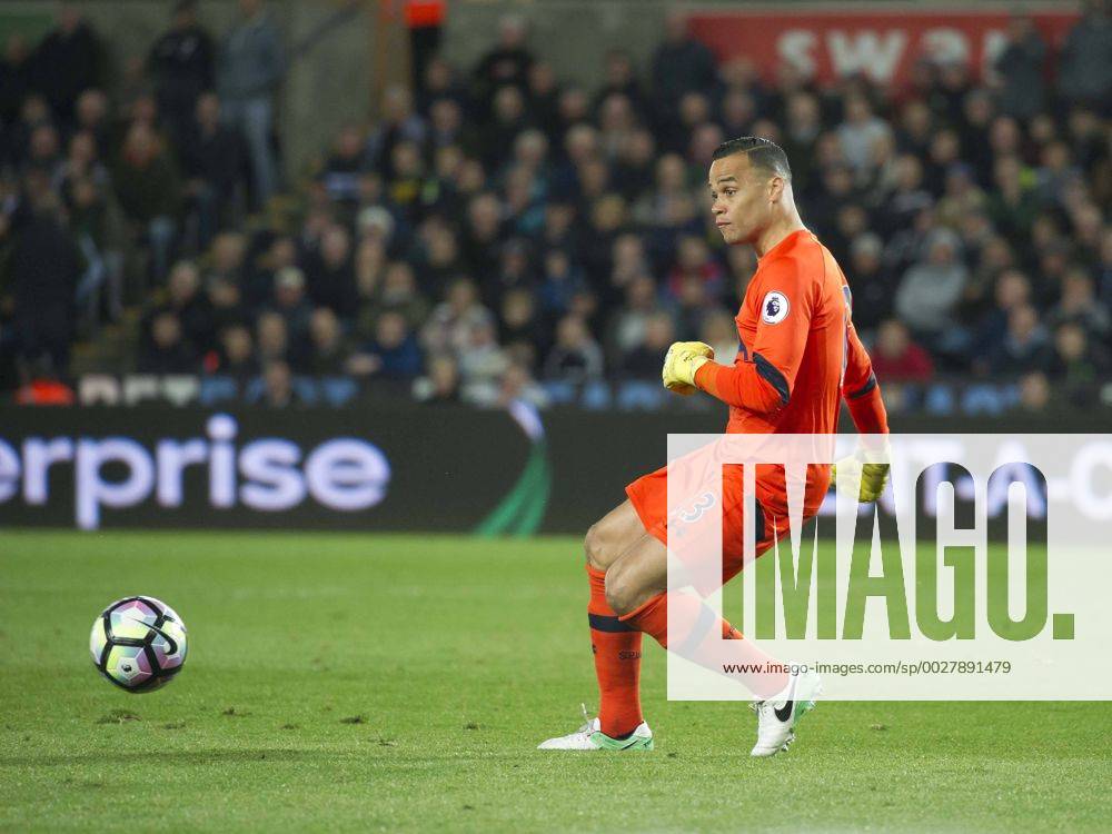 Football - 2016 2017 Premier League - Swansea City vs. Tottenham Hotspur Michel Vorm of Tottenham Hotspurs passes the ball , at The Liberty Stadium. COLORSPORT WINSTON BYNORTH