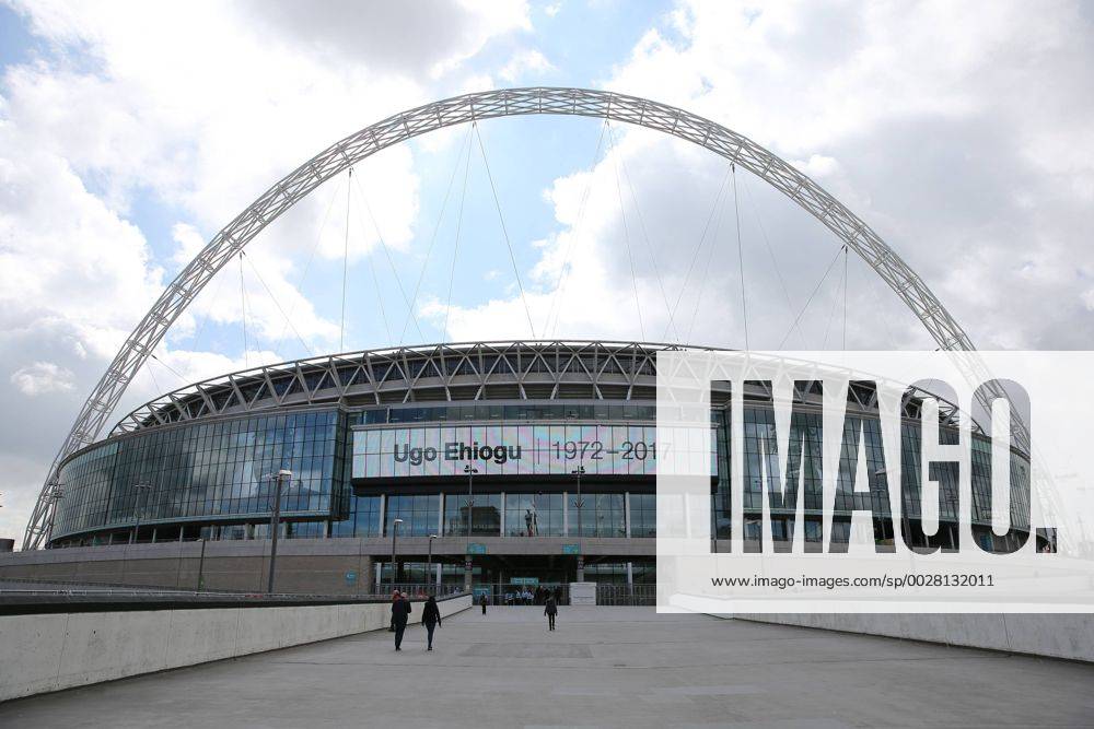 April 22nd 2017, Wembley Stadium, London England; Emirates FA Cup semi-final Chelsea versus Tottenham Hotspur; Tribute on the big screen outside Wembley Stadium to former Aston Villa and England International Ugo Ehiogu who passed away yesterday PatrickxFletcherx ActionPlus11870464