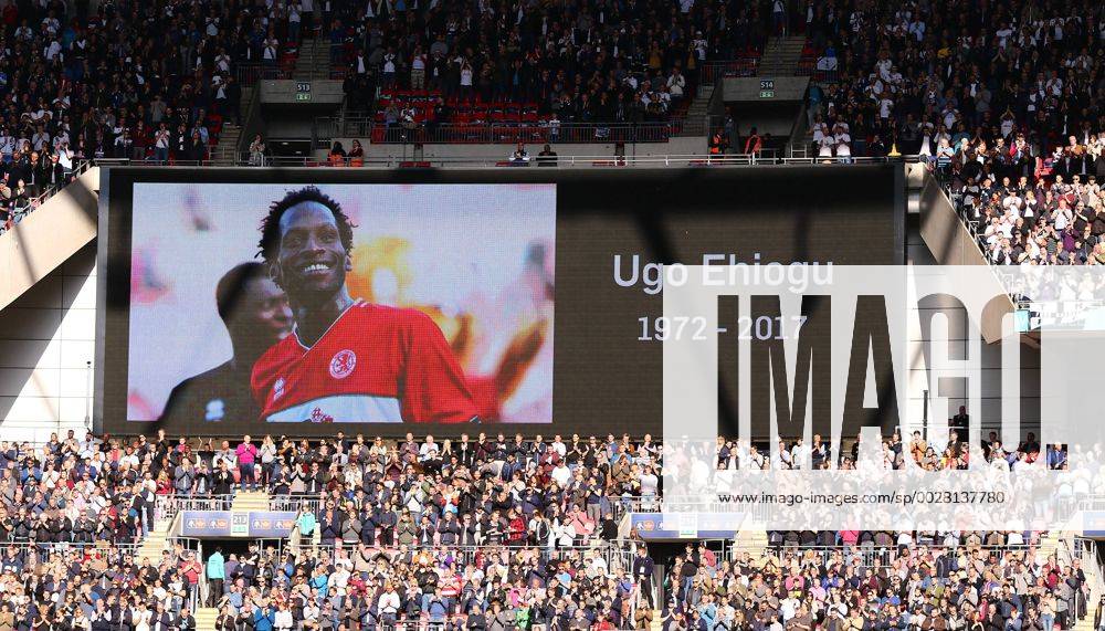 April 22nd 2017, Wembley Stadium, London England; Emirates FA Cup semi-final Chelsea versus Tottenham Hotspur; Wembley Stadium observe a minutes applause before kick off, in memory of Uho Ehiogu, who sadly passed away this week Kertonx ActionPlus11870810