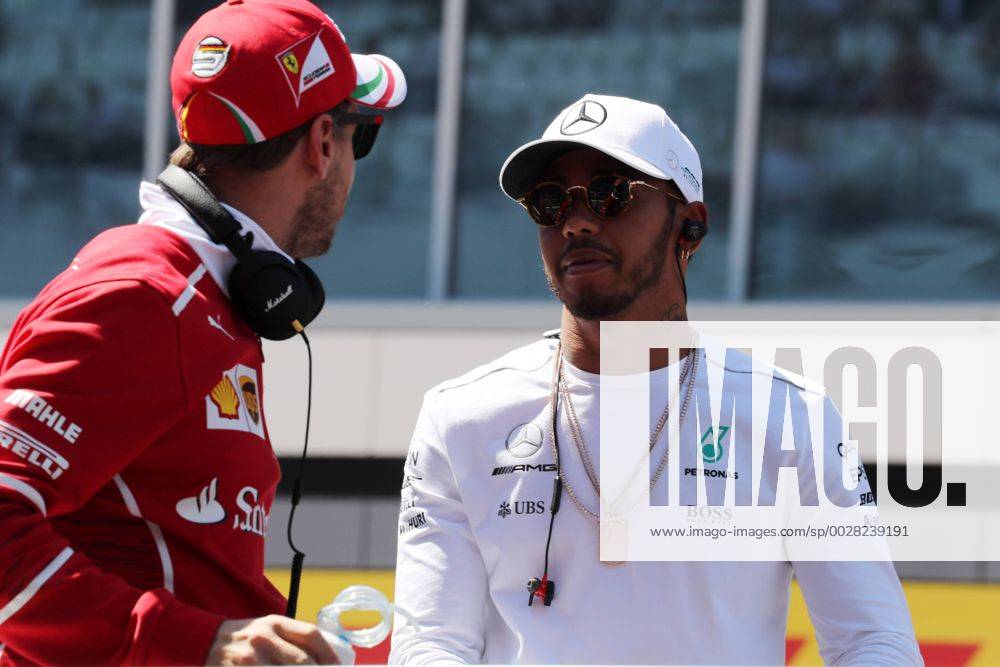 Russian Grand Prix, Sochi 27 - 30 April 2017 30.04.2017 - Sebastian Vettel (GER) Scuderia Ferrari SF70H and Lewis Hamilton (GBR) Mercedes AMG F1 W08 at drivers parade