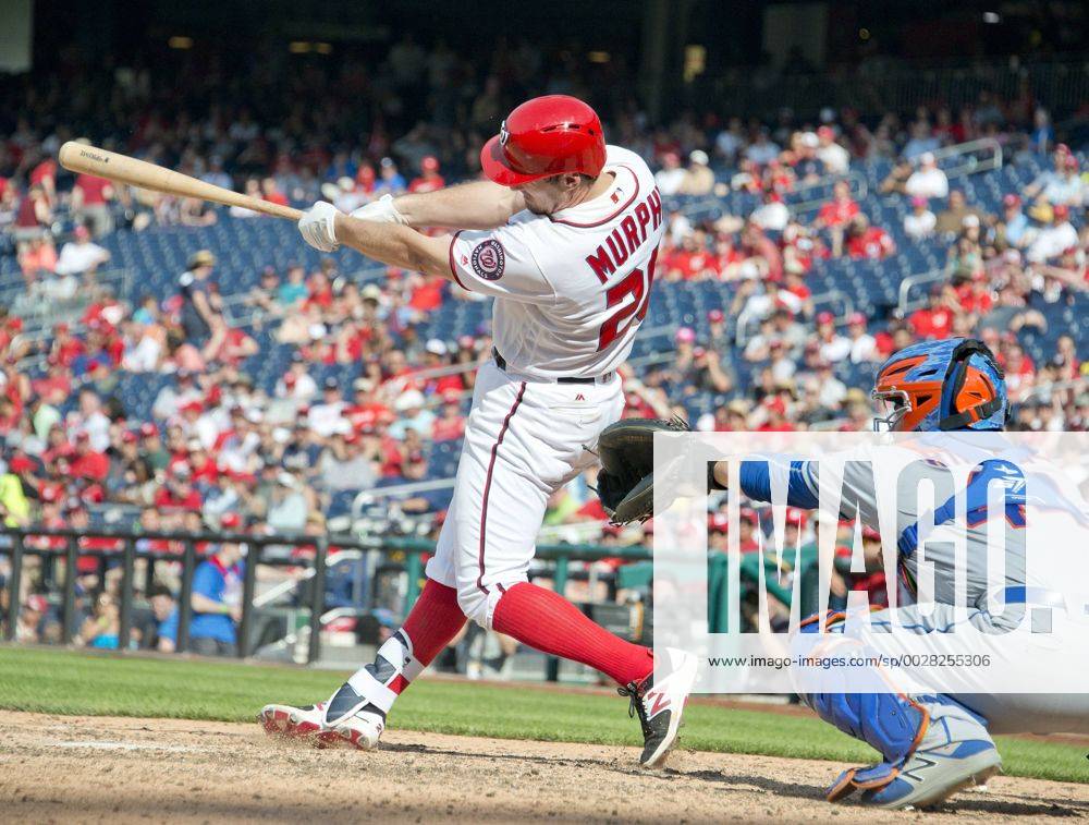 Washington, District of Columbia, United States of America - Washington Nationals second baseman Daniel Murphy (20) doubles in the seventh inning against the New York Mets at Nationals Park in Washington, D.C. on Sunday, April 30, 2017. The Nationals won the game 23 - 5..Credit: CNP New York Mets vs Washington Nationals - ZUMAs152 78320092st