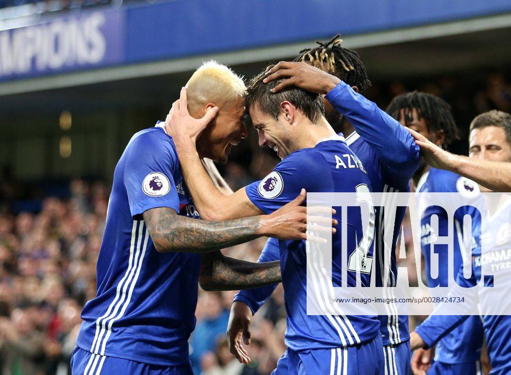 Chelsea s Cesar Azpilicueta celebrates scoring his sides second goal during the Premier League match at Stamford Bridge Stadium, London. Picture date: May 15th, 2017. Pic credit should read: David Klein Sportimage .