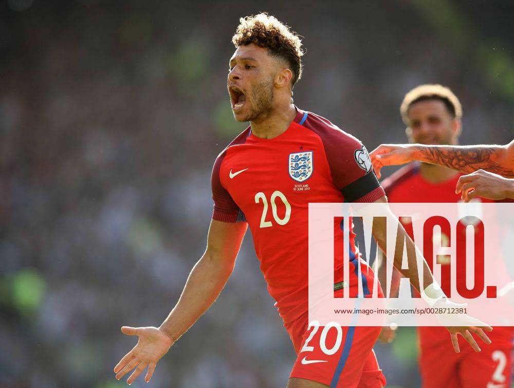 - SPORT England s Alex Oxlade-Chamberlain celebrates scoring his sides opening goal during the FIFA World Cup WM Weltmeisterschaft Fussball Qualifying match at Hampden Park Stadium, Glasgow Picture date 10th June 2017. Picture credit should read: David Klein Sportimage .