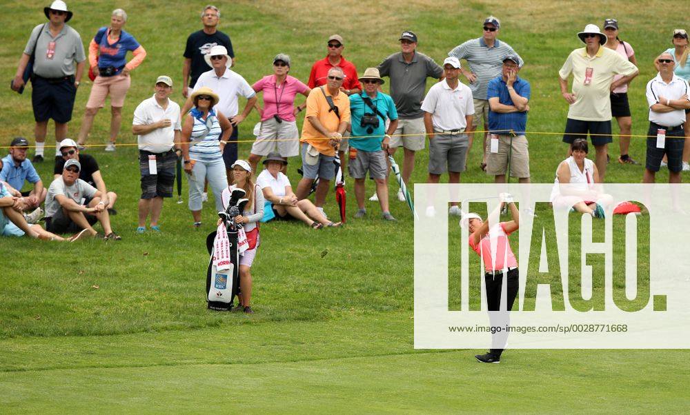 Belmont, Michigan, United States - Brooke M. Henderson of Canadawatches her fairway shot on the 7th hole during the second round of the Meijer LPGA Golf Damen Classic golf tournament at Blythefield Country Club in Belmont, MI, USA Friday, June 16, 2017. Meijer LPGA Classic - Round Two - ZUMAn230 20170616_zaa_n230_439