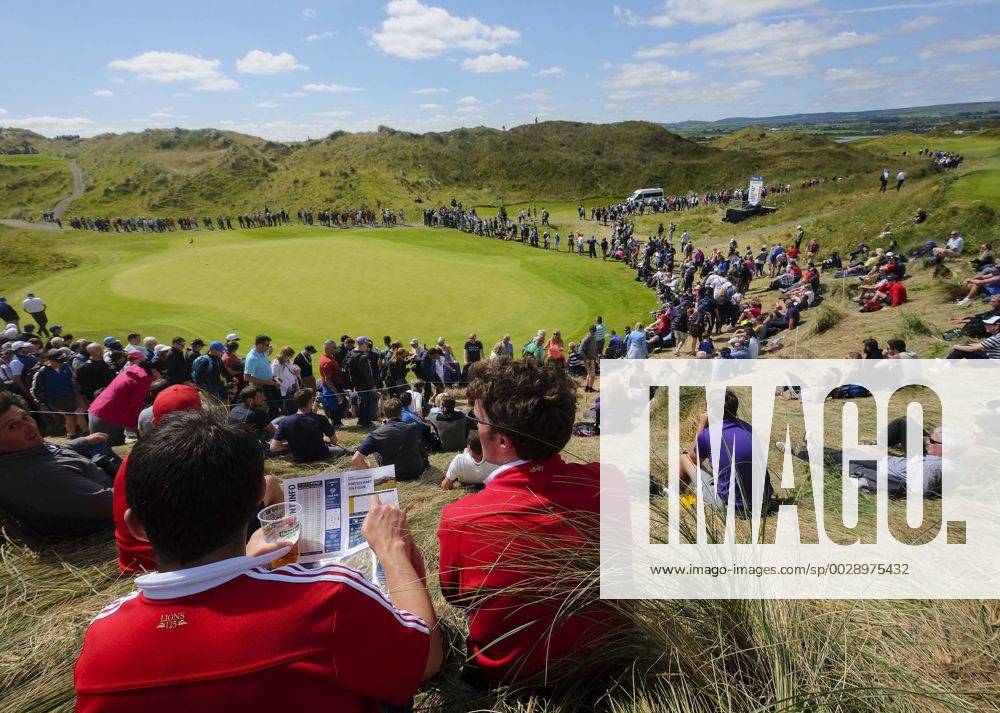 July 8th 2017, Portstewart Golf Club, Portstewart, Northern Ireland; Dubai Duty Free Irish Open Golf Championship, Day 3; Fans take in the sights over the 3rd green during the third round of the Dubai Duty Free Irish Open Cookex ActionPlus11899002