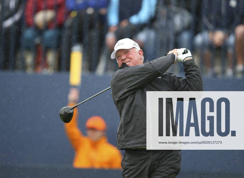 20th July 2017, Royal Birkdale Golf Club, Southport, England; The 146th Open Golf Championship ; First round ; Mark O Meara (USA) hits the opening shot of the tournament from the first tee at 635am Blunsdenx ActionPlus11903869