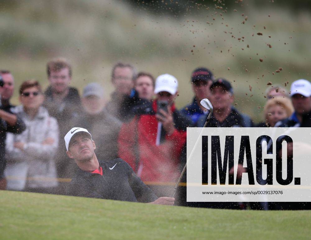 20th July 2017, Royal Birkdale Golf Club, Southport, England; The 146th Open Golf Championship, First round; Joint leader Brooks Koepka of (USA) plays a bunker shot on the par five 15th hole Blunsdenx ActionPlus11904159