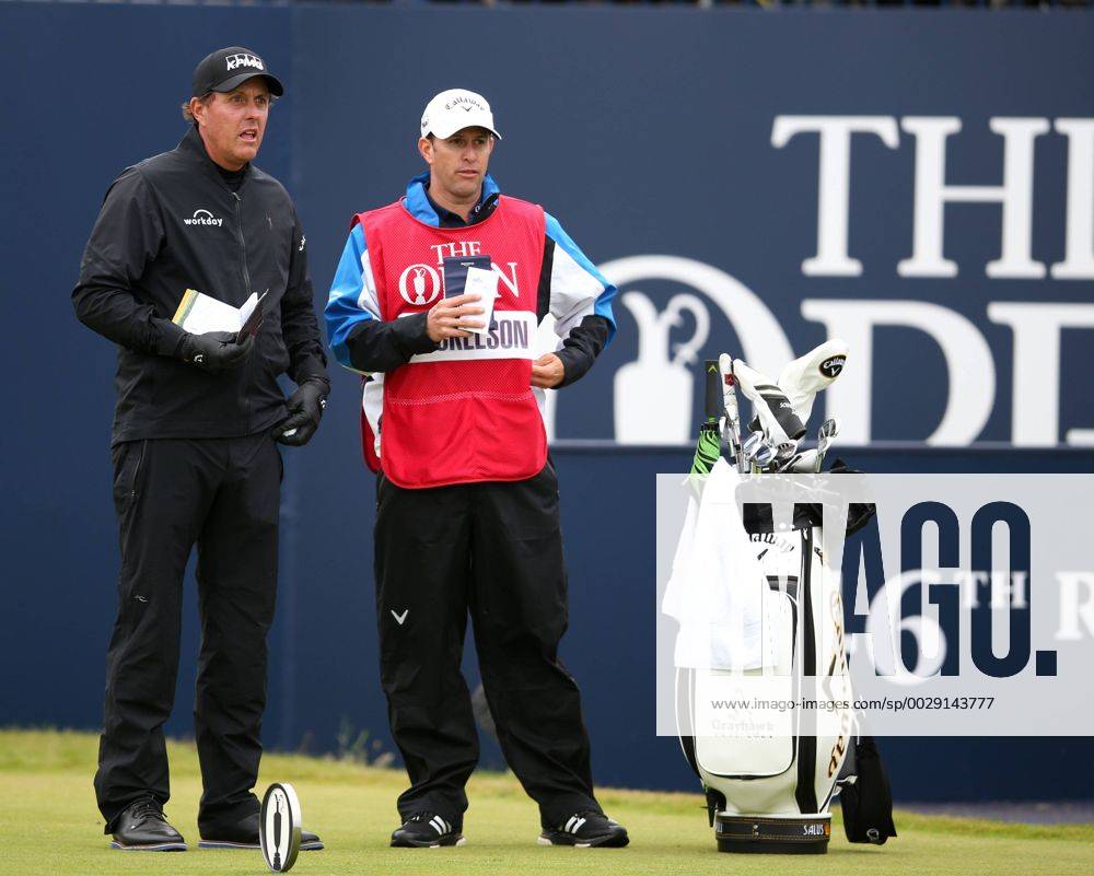 21st July 2017, Royal Birkdale Golf Club, Southport, England; The 146th Open Golf Championship ; Second round ; Phil Mickelson (USA) studies the course planner with his caddie Blunsdenx ActionPlus11904410