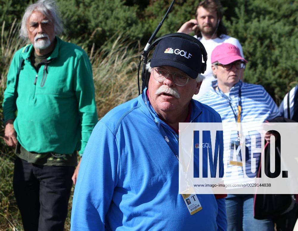 20th July 2017, Royal Birkdale Golf Club, Southport, England; The 146th Open Golf Championship, First round; TV commentator Roger Maltbie following the match of Rory McIlroy (NI) and Dustin Johnson (USA) at the 15th hole Blunsdenx ActionPlus11904418