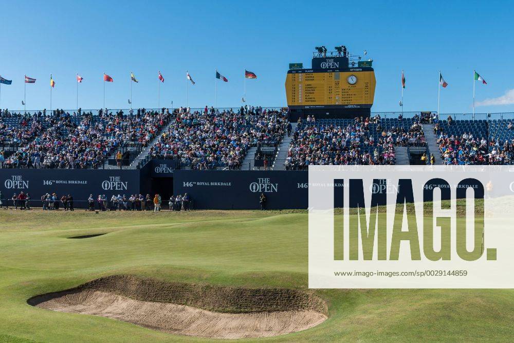 20th July 2017, Royal Birkdale Golf Club, Southport, England; The 146th Open Golf Championship, First round; A view of the scoreboard and grandstand on the 18th hole Blunsdenx ActionPlus11904431
