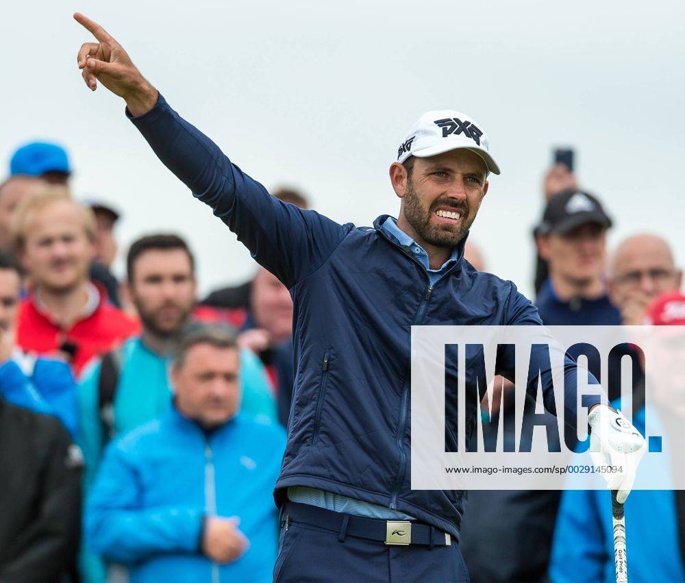 21st July 2017, Royal Birkdale Golf Club, Southport, England; The 146th Open Golf Championship, second round; Charl Schwartzel (RSA) indicates the direction of his errant drive on the 15th tee Blunsdenx ActionPlus11904482