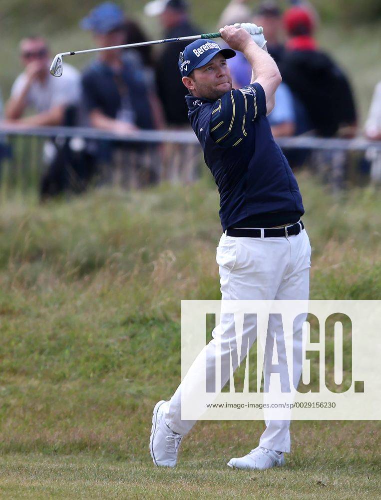 22nd July 2017, Royal Birkdale Golf Club, Southport, England; The 146th Open Golf Championship, third round ; Branden Grace (RSA) watches his approach shot to the 18th green, he needed a par for the record low score of 62 in an Open Championship Blunsdenx ActionPlus11904856