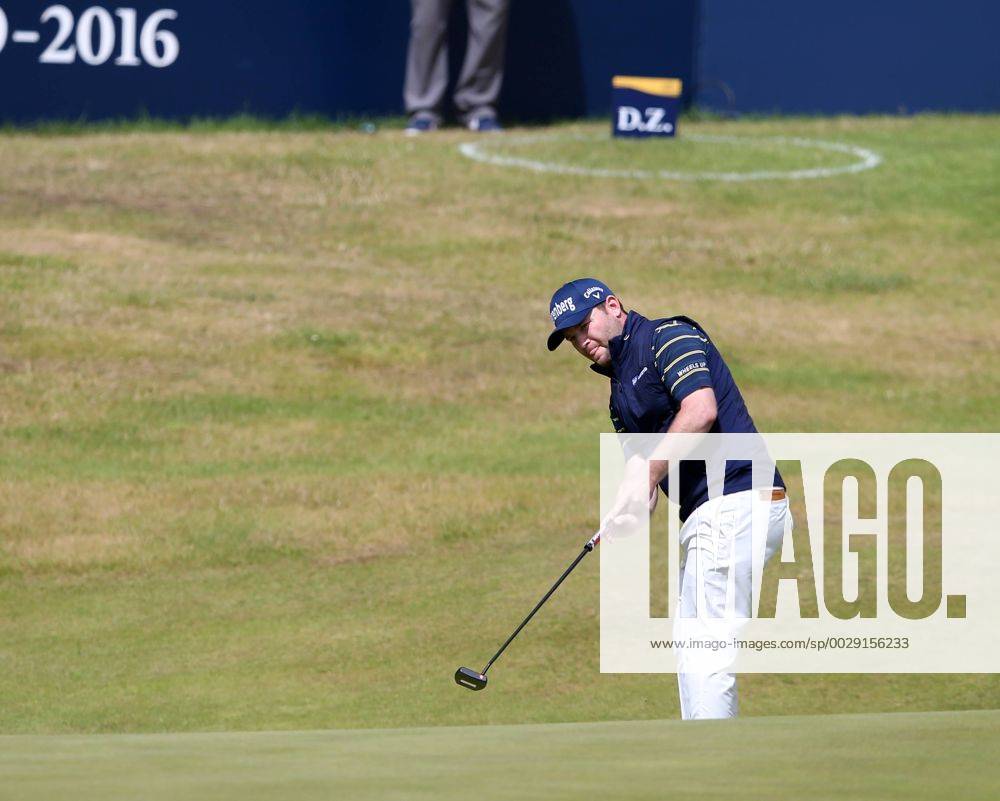 22nd July 2017, Royal Birkdale Golf Club, Southport, England; The 146th Open Golf Championship, third round ; Branden Grace (RSA) plays a long putt from the back of the 18th green needing a par for the record low score of 62 in an Open Championship Blunsdenx ActionPlus11904859