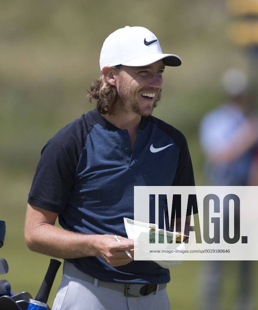 23rd July 2017, Royal Birkdale Golf Club, Southport, England; The 146th Open Golf Championship, fourth round ; Tommy Fleetwood (ENG) shares a joke with his caddie on the 8th fairway Blunsdenx ActionPlus11905774