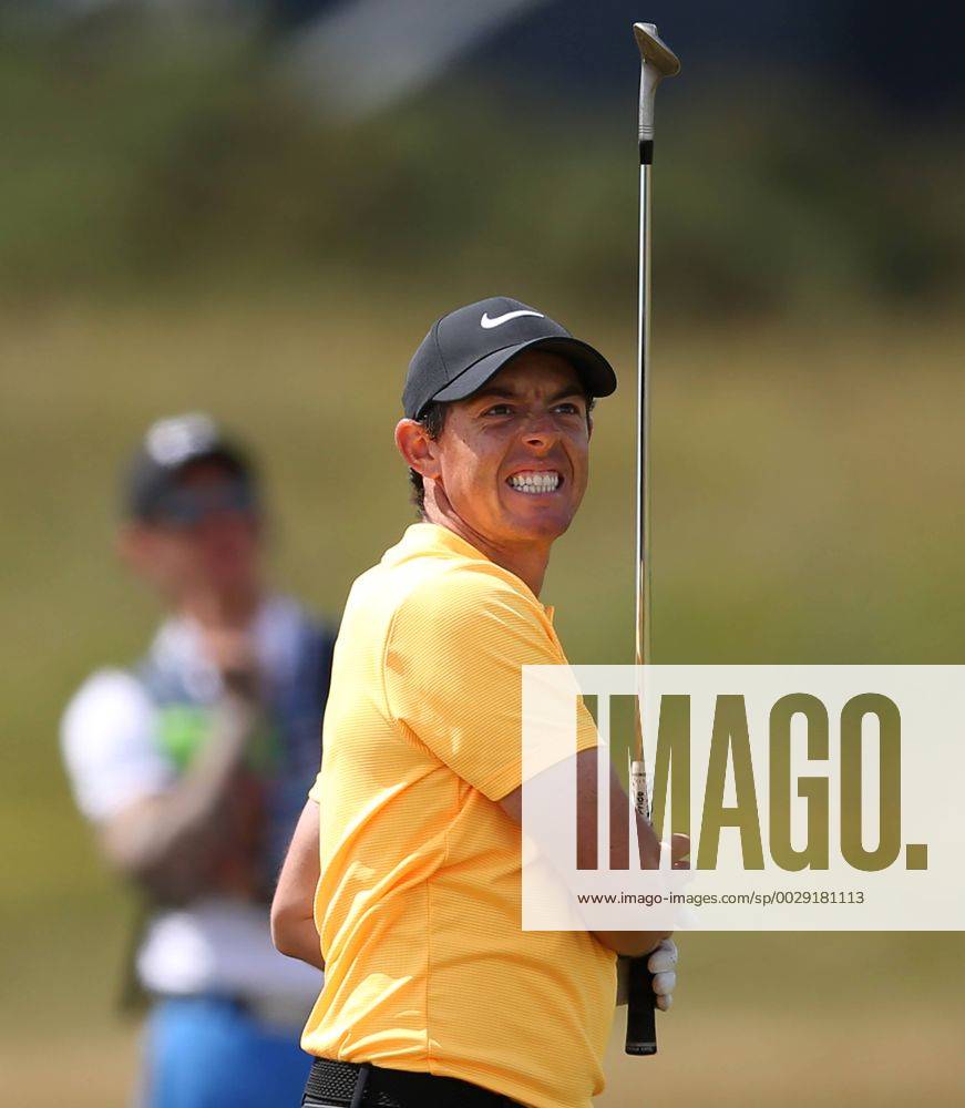 23rd July 2017, Royal Birkdale Golf Club, Southport, England; The 146th Open Golf Championship, fourth round ; Rory McIlroy (NIR) reacts to his second shot to the green on the third hole Blunsdenx ActionPlus11905891