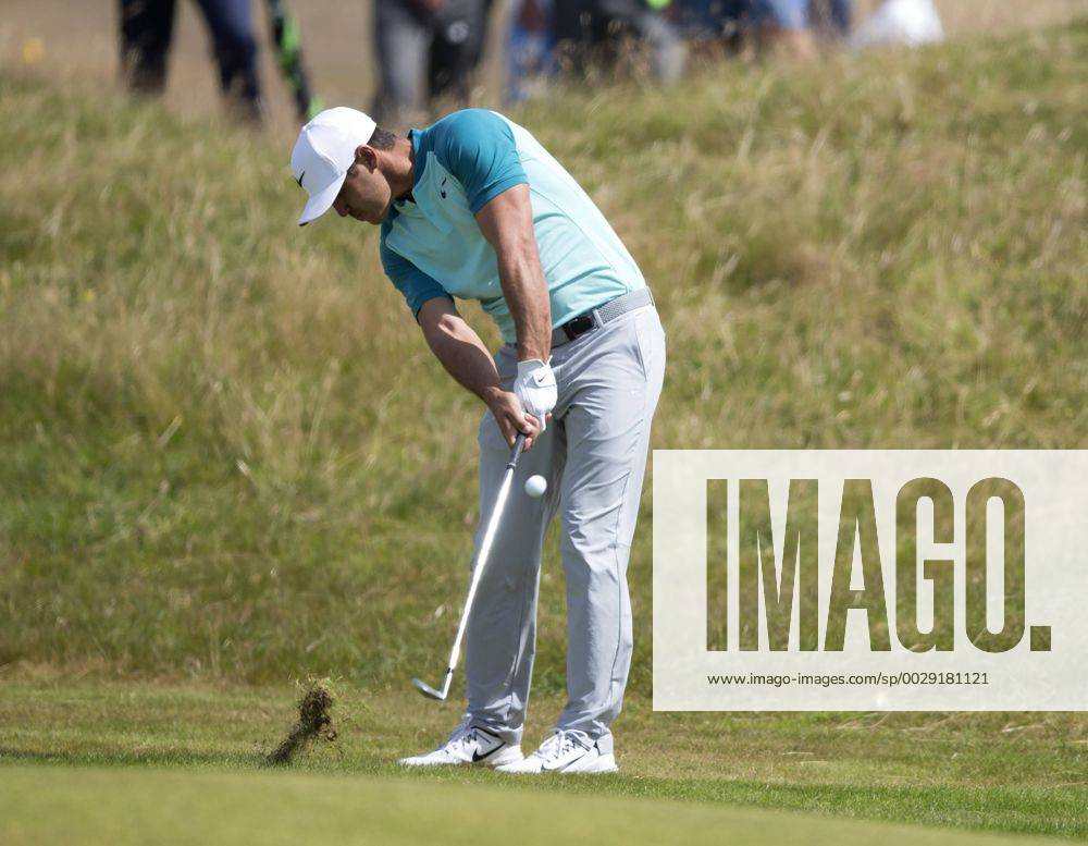 23rd July 2017, Royal Birkdale Golf Club, Southport, England; The 146th Open Golf Championship, fourth round ; Brooks Koepka (USA) hits his second shot to the green on the 15th hole Blunsdenx ActionPlus11905900