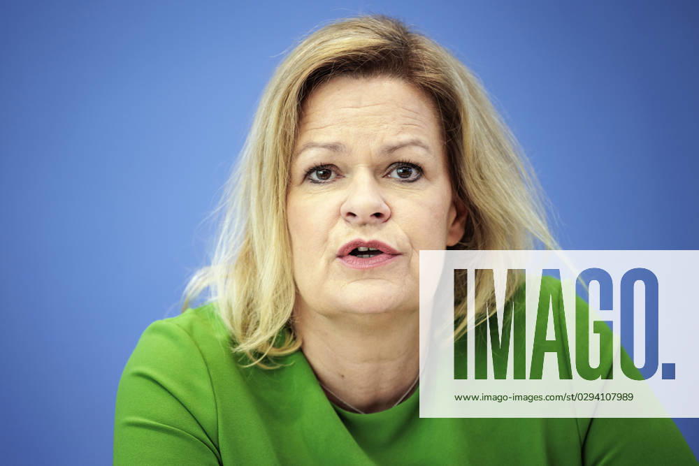 Nancy Faeser, Bundesministerin fuer Inneres und Heimat, aufgenommen im Rahmen der Bundespressekonferenz zum Thema Lagebild haeusliche Gewalt und Start der Studie LeSuBia. Berlin, 11.07.2023. Berlin Deutschland