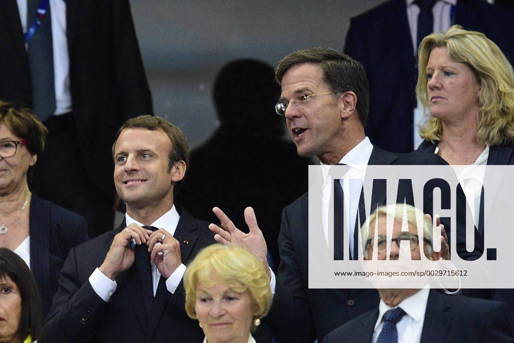 Emmanuel Macron - president de la Republique Mark Rutte - Premier ministre des Pays Bas CELEBRITES : France vs Pays Bas - Paris - 31 08 2017 JBAutissier Panoramic