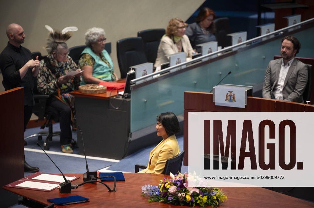 Newly elected Mayor Olivia Chow, centre, photographed during the Declaration of Office Ceremony at Toronto City Hall, on Wednesday, July 12, 2023. Toronto CANADA - ZUMAc35_ 20230712_zaf_c35_098