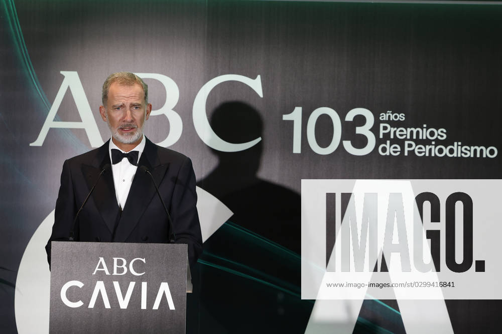 Spain s King Felipe VI delivers a speech at ABC Journalism Awards gala in Madrid, Spain, 17 July 2023. ABC Journalism Awards gala in Madrid !ACHTUNG: NUR REDAKTIONELLE NUTZUNG!