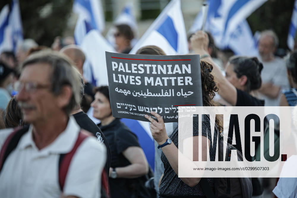 A Vigil In Front Of The Supreme Court During The Day Of Resistance In Jerusalem Demonstrators march with national flags during a day of resistance to protest the Israeli government s judicial overhaul bill, near the Supreme Court in Jerusalem on July 18, 2023. jerusalem Israel
